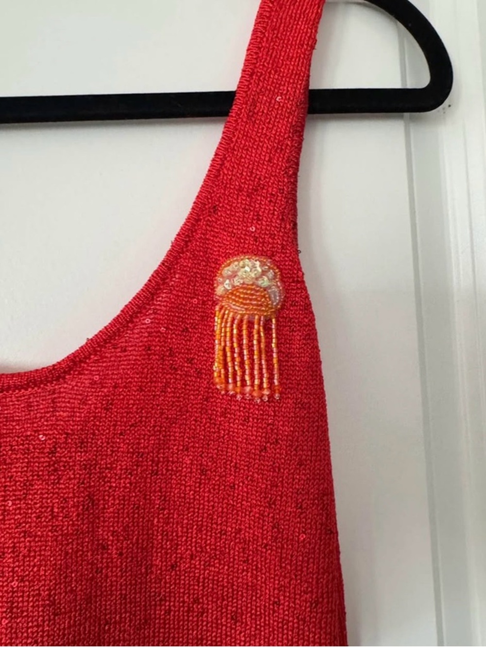 White Fox Red Sleeveless Beaded Sheath Dress - Picture 4 of 6